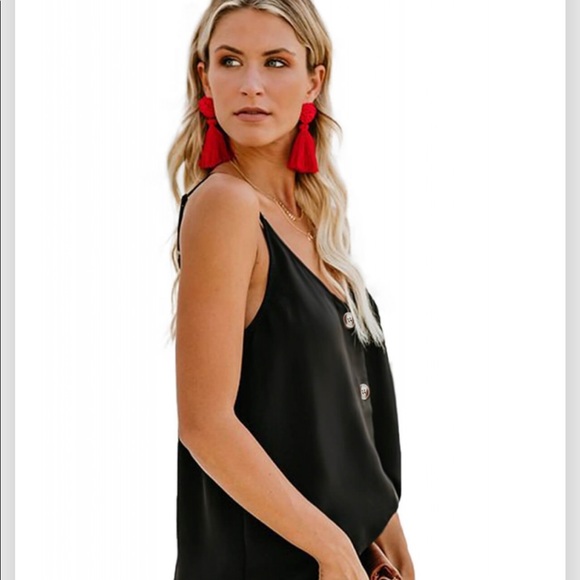 🔥SIMPLE CHIC🔥BLACK BUTTON-UP CAMISOLE TANK TOP MEDIUM/LARGE NWT - Picture 3 of 6